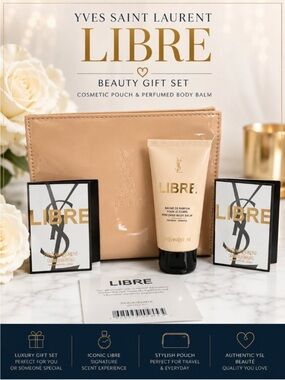 YSL Beauté LIBRE Patent Cosmetic Pouch & Perfumed Body Balm Gift Set